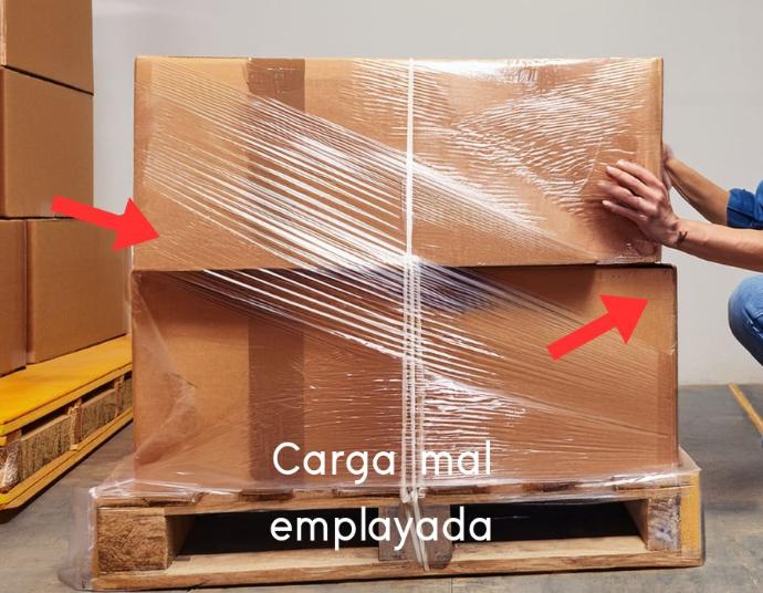 Carga paletizada de forma incorrecta